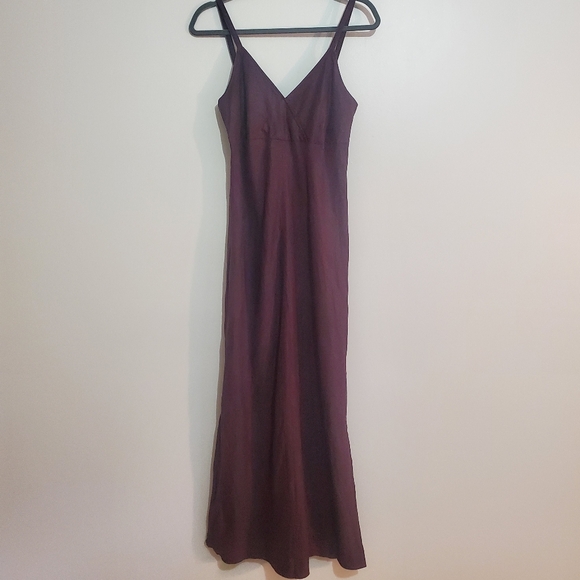 Old Navy Y2K 100% Linen brown sleeveless empire waist side slits maxi dress 8 - Picture 4 of 9
